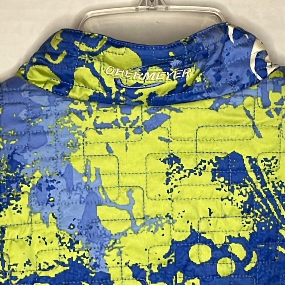 Obermeyer Women's Ski Jacket Size 8 Light Blue Print Quilted Zip Front Pockets - Picture 7 of 15